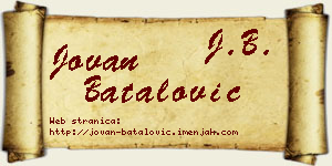 Jovan Batalović vizit kartica